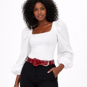 Betsey Johnson Red Patent Bow Belt Leopard Print Lining Heart Charm L Chic 47-38